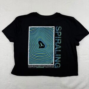 DREAM Clothing Astronaut Helmet Graphic Crop Top T Shirt Womens Small Black